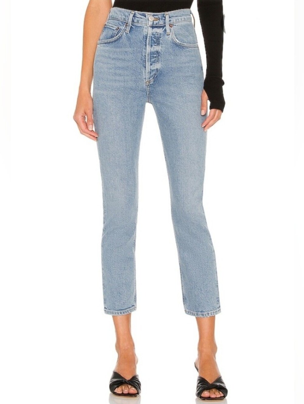 Agolde Riley Crop Ankle Denim Jean Jeans Size 27 Shiver Wash